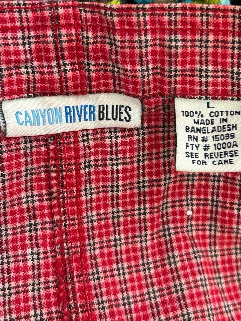 Vintage 90’s red gingham overalls/bibs shorts. Canyon River Blues - Picture 5 of 5